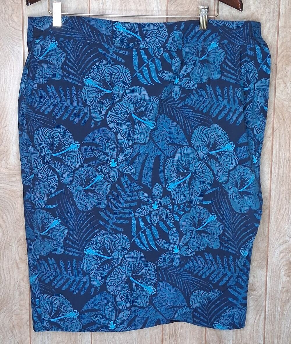 Ladies Rip Skirt Hawaii Blue & Black Floral Wrap Skirt Size XXL